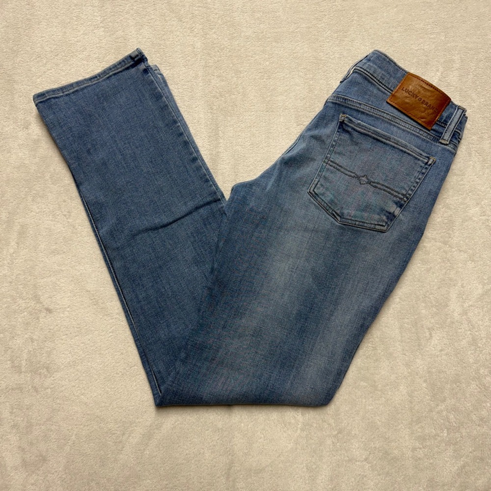 Lucky Brand Sweet Mid Rise Straight Jeans Blue Distressed Denim 6/28 R